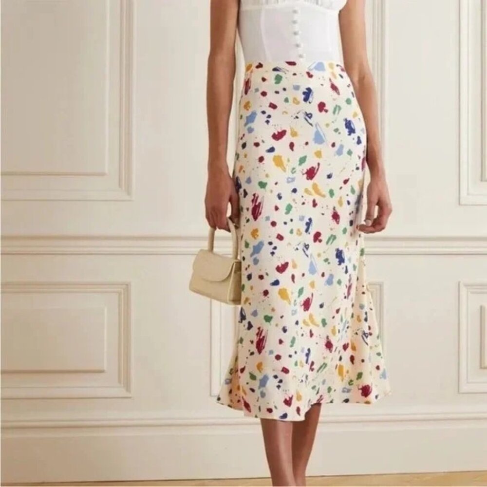 Reformation Bea Paint Splatter Midi Skirt